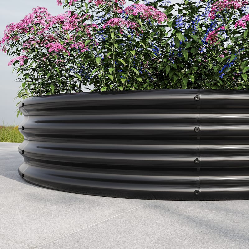 GDFStudio - Tall Round Metal Raised Garden Bed for Vegetables, Flowers, Herbs, and Fruits, Outdoor Backyard Patio Planter Box