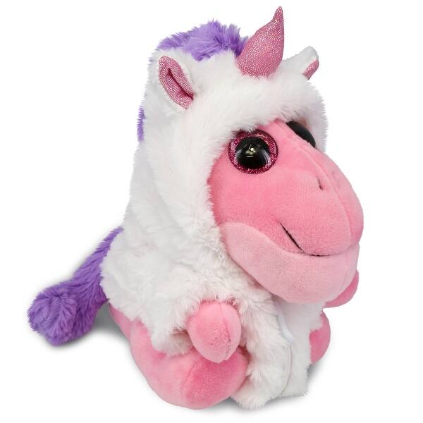 slide 2 of 6, DolliBu Sparkle Eyes Pink Dinosaur Unicorn Plush Stuffed Animal Toy - 6 inches