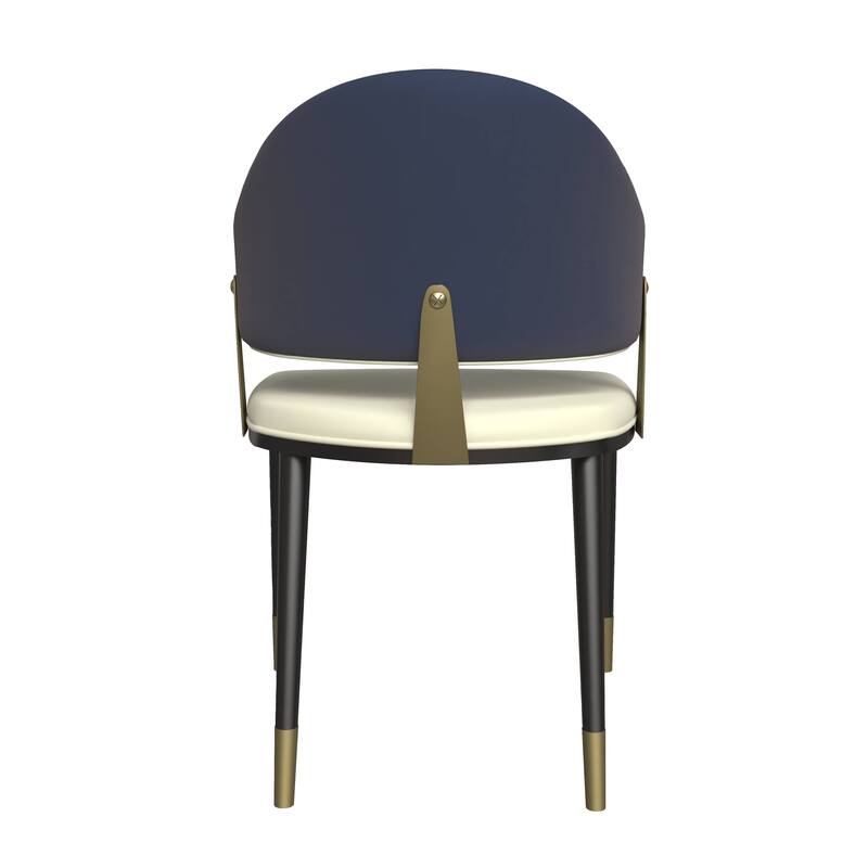 Leather Dining Chair in Iron Set of 2 with Gold Accents Design Modern Ergonomic Side Arm Chair