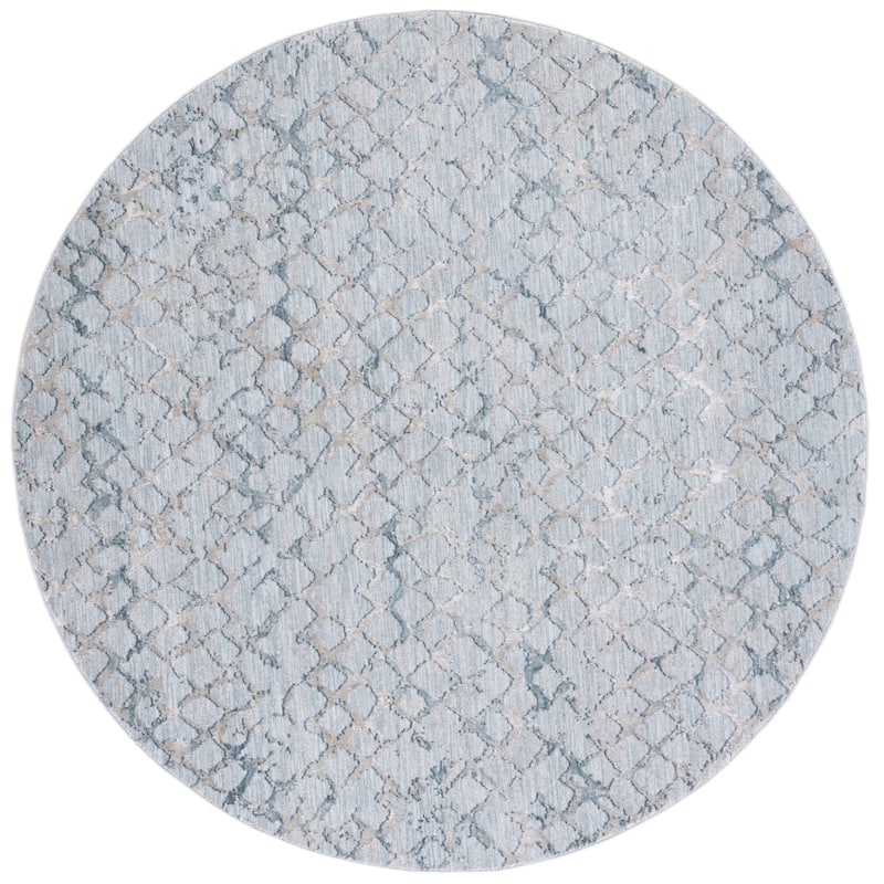 SAFAVIEH Valencia Friederika Vintage Rug - 6'4" Round - Light Blue/Grey