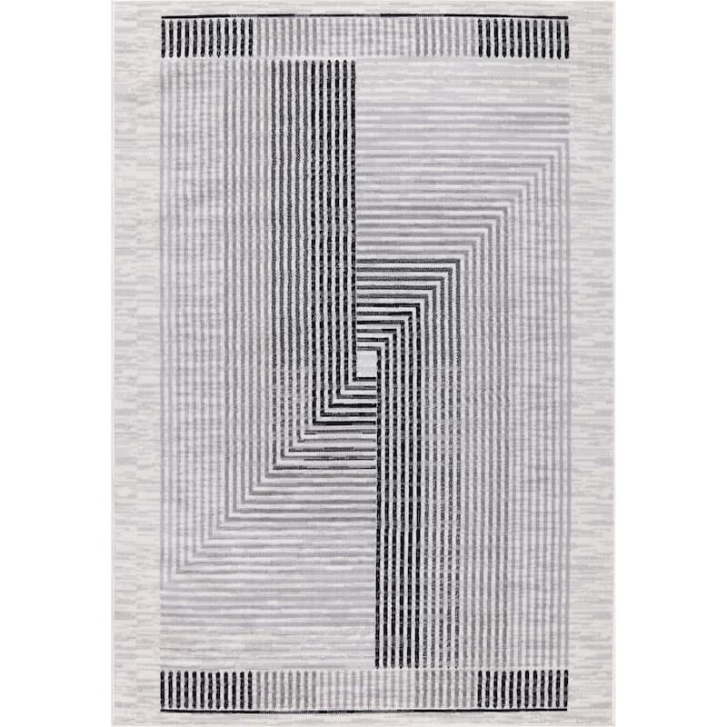 Dream Collection Geometric Moroccan Motif Black and Grey Rug
