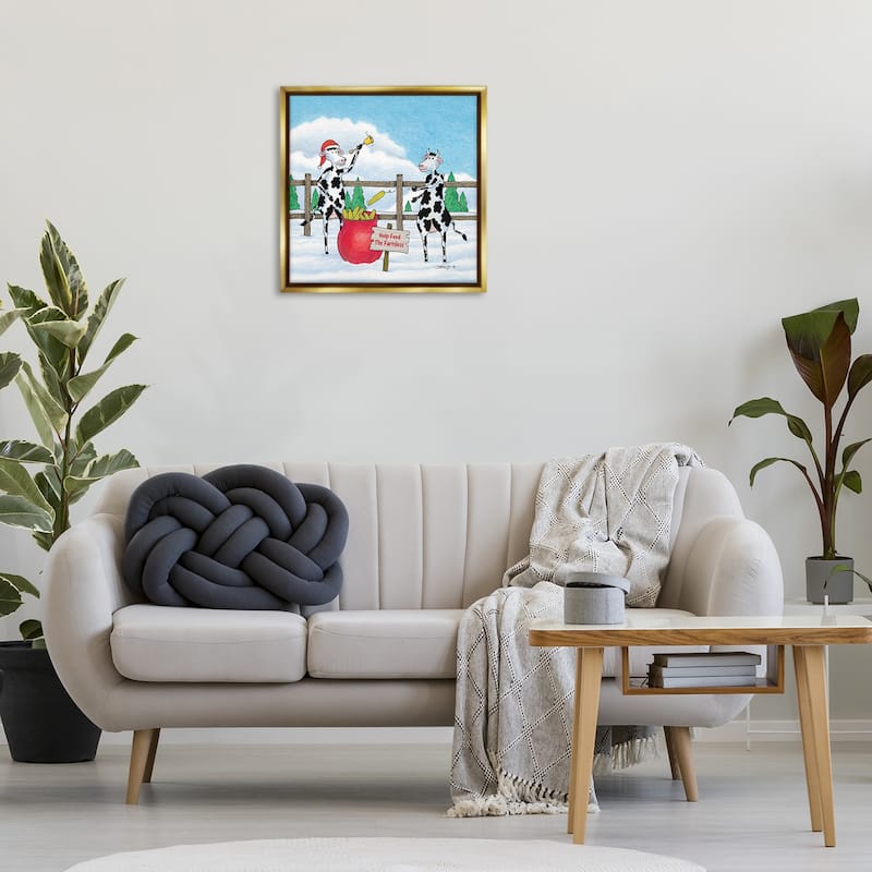 Stupell Feed The Farmless Funny Cows Framed Floater Canvas Wall Art Design By Roger Straub