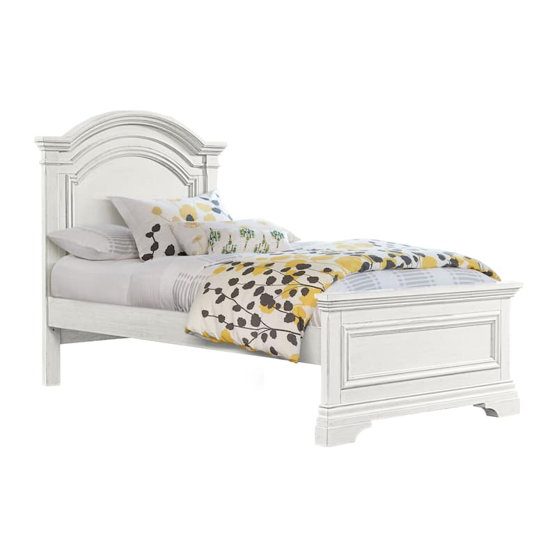 Olivia Wood Complete Twin Bed, Brushed White