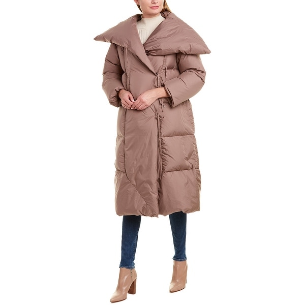 wrap puffer coat