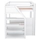 preview thumbnail 15 of 16, White Multifunctional Convertible Wood Bunk Bed w/ Storage Staircase, Full Size Pine Wood Bed w/3 Drawers, Full-length Guardrail