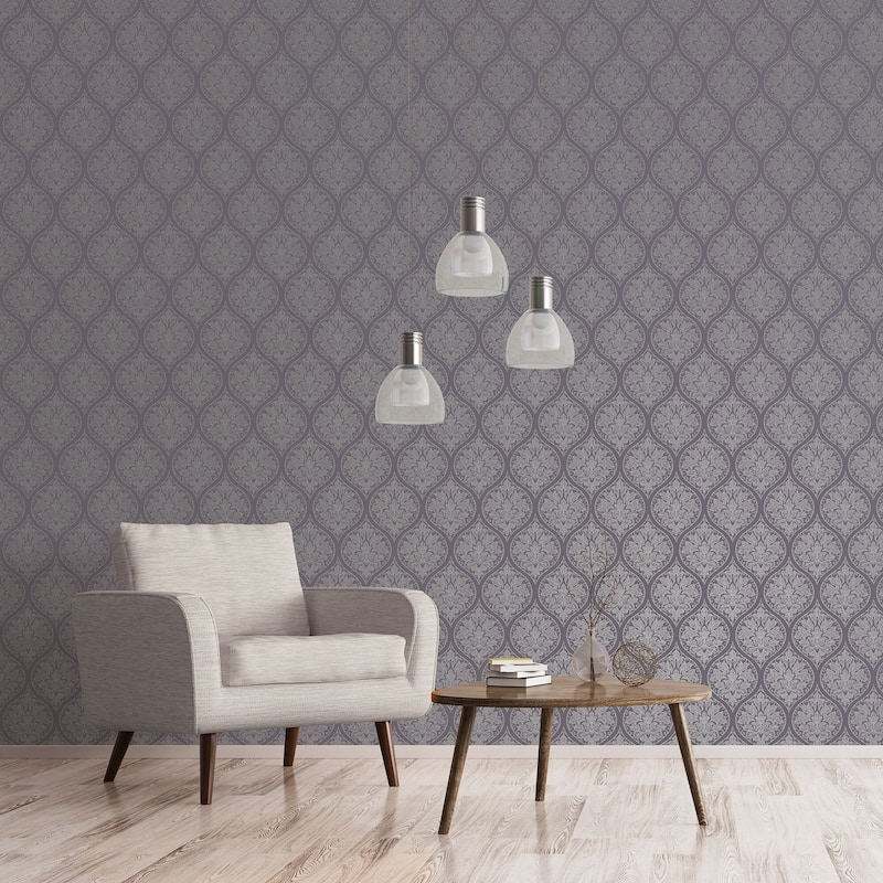 Galerie Wallcoverings Emporium 3D Embossed Ogee Damask Non-woven Metallic Wallpaper Roll