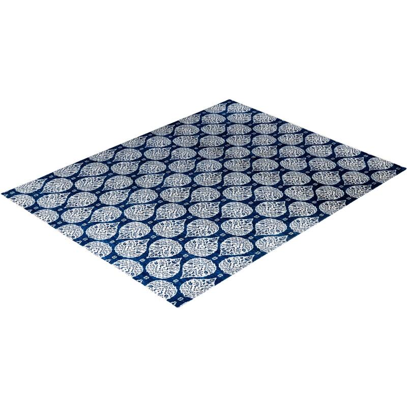 Ganga One-of-a-Kind Handmade Area Rug, Blue - 9' 1" x 11' 8"