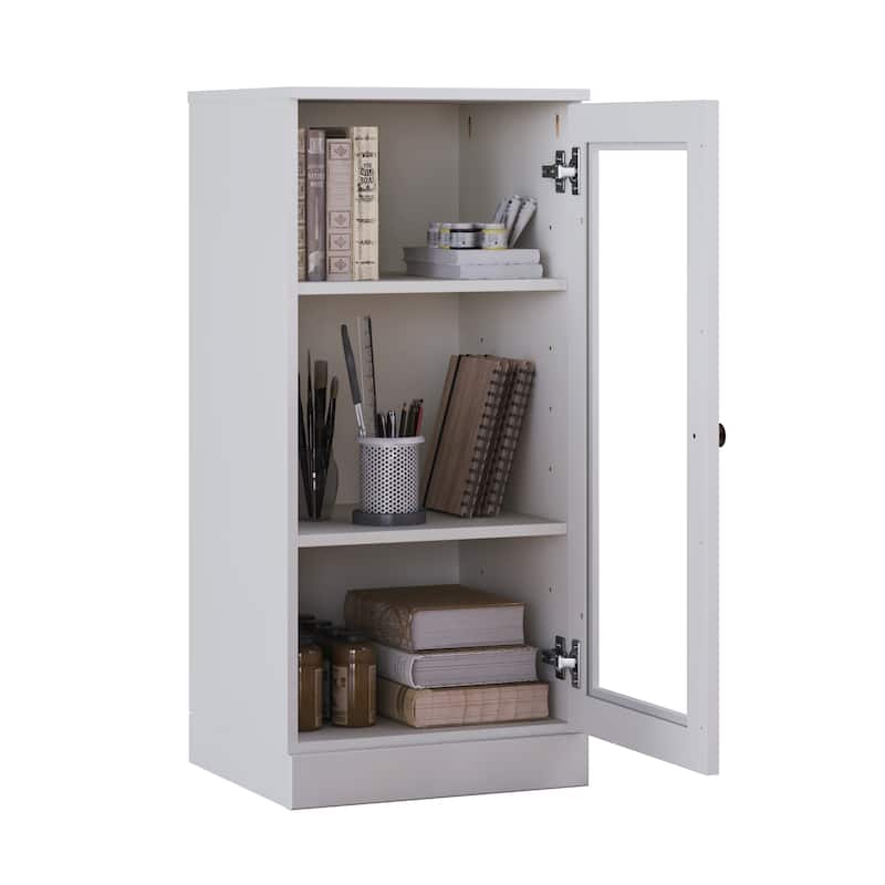 Palace Imports 100% Solid Wood 3-Shelf Bookcase with Clear Glass Door and Adjustable Shelves