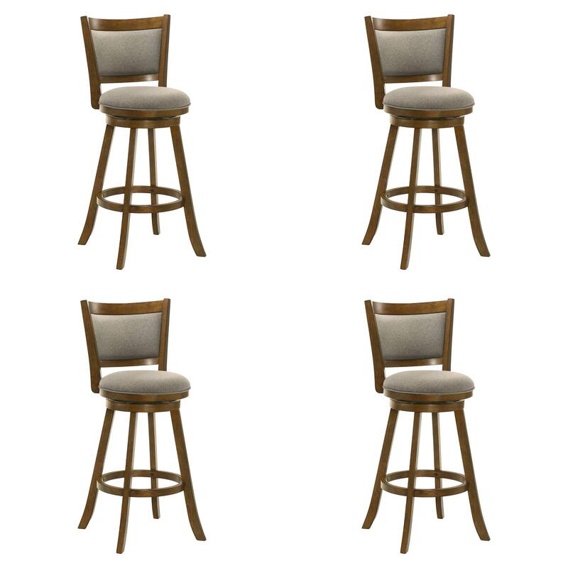 Aiden Modern Farmhouse Swivel Wood Counter Height Kitchen Bar Stool in Sepia Brown Finish with Fabric Upholstered Seat - Set of 4 - Gray - Bar Height