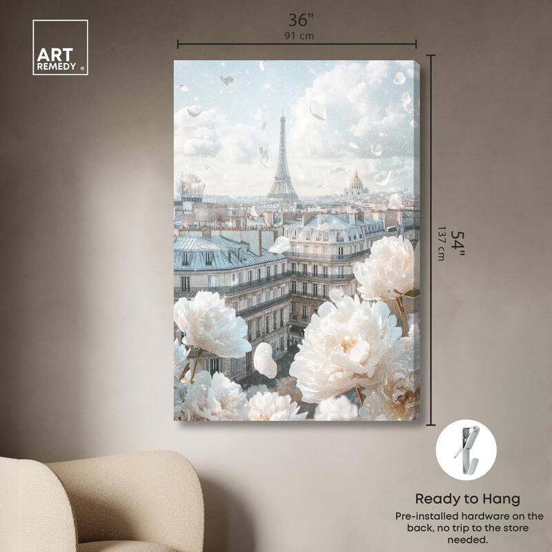 Peonies Over Paris Canvas by Art Remedy, Gallery Wrapped