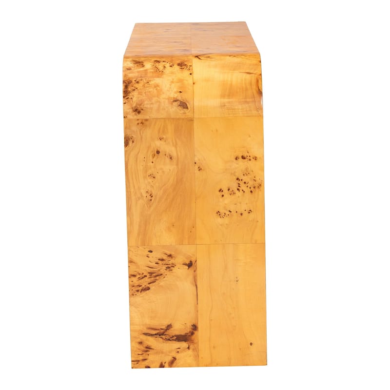 Revelle Real Burl Wood Console Table - Modern Entryway or Sofa Table with Waterfall Design and Minimalist Silhouette