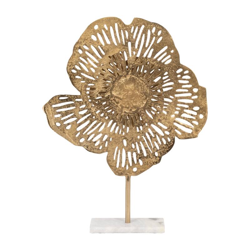 Sagebrook Home Aluminum Salma Gold Flower Statuary - Elegant Decorative Object