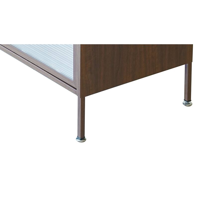 Anmytek 5 Tier Metal 4 Flip Doors Storage Cabinet Pantry Kitchen Organizer Steel Shelf Wood Look Modern