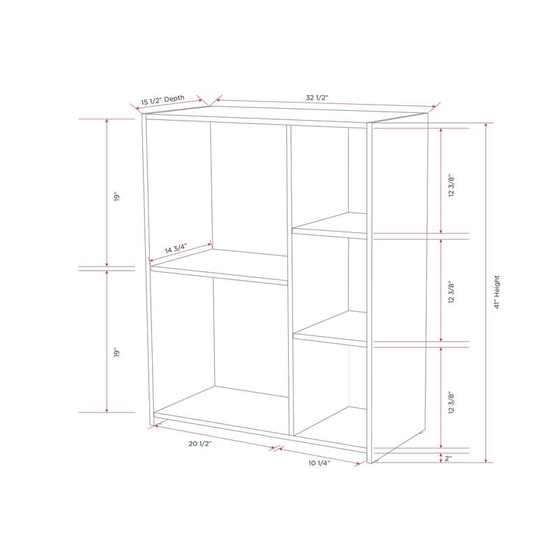 5 - Cube Wood Open Shelf Organizer Storage Bookcase, Gray/White