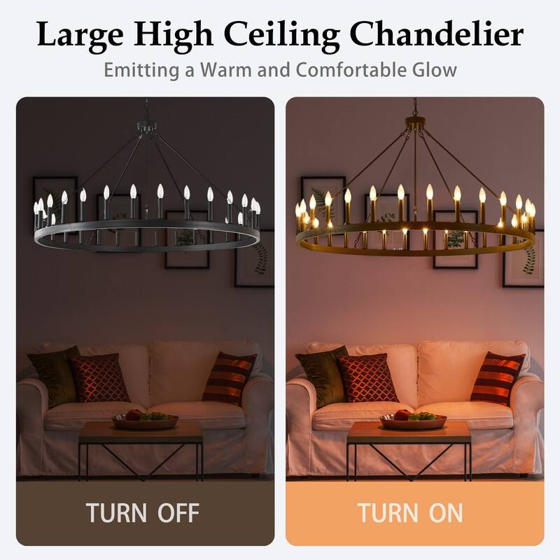 Large Round Classic Chandeliers Modern Farmhouse Chandelier Black Light Fixture