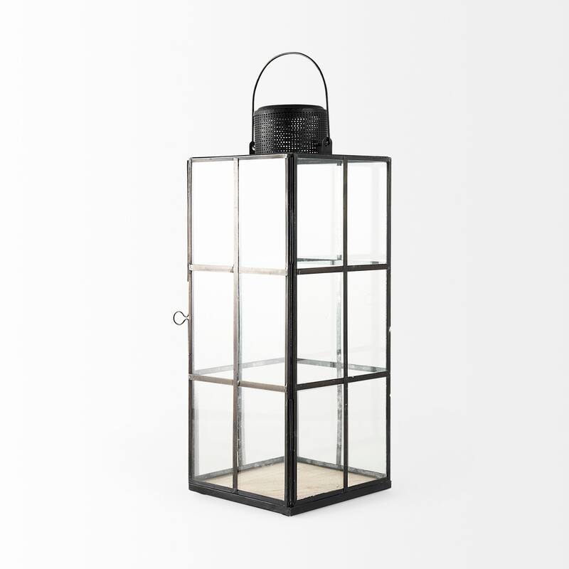 Gamfield Small Black Metal & Glass Candle Holder Lantern