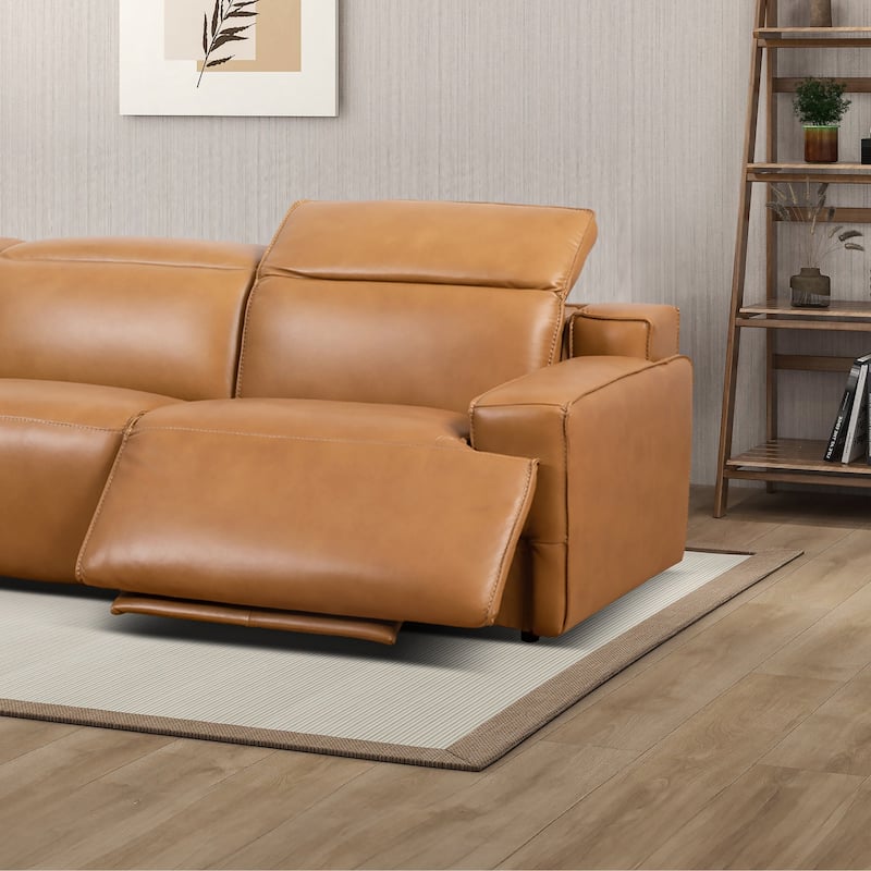 GDFStudio - Urbana Top-Grain Leather Triple Power Recliner Sofa