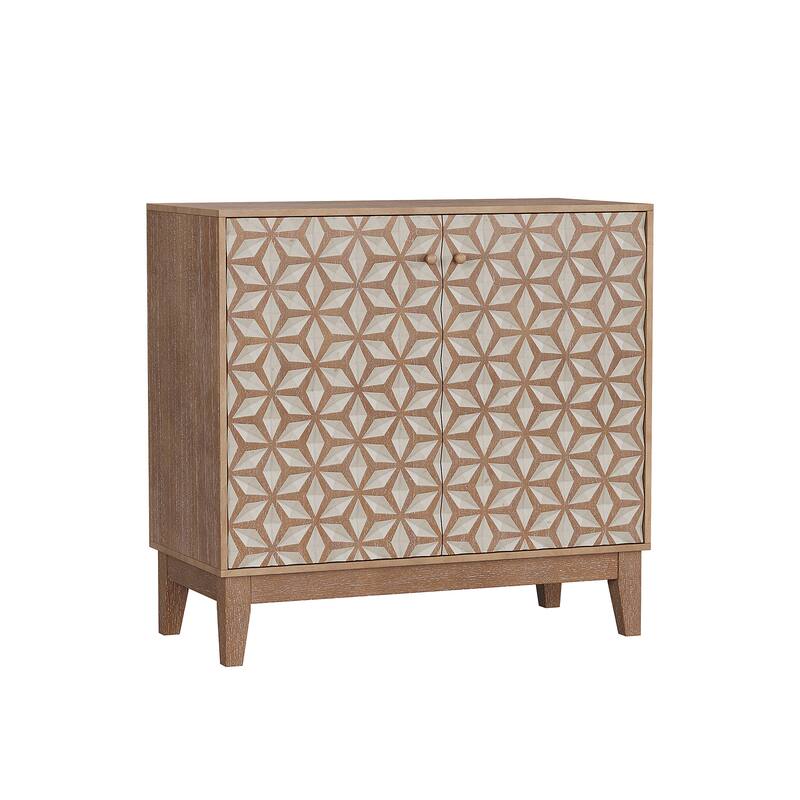 31.5" Geometric Design Sideboard with 2 Doors and Adjustable Shelves