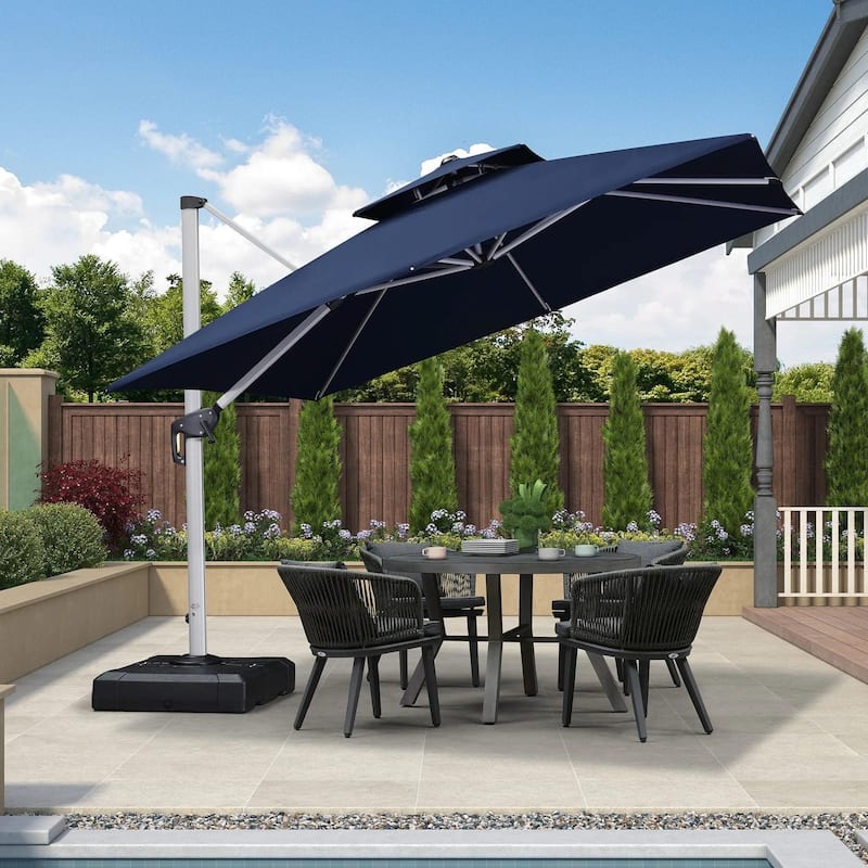 PURPLE LEAF 10ft Square 360 Degree Rotation Patio Offset Umbrella