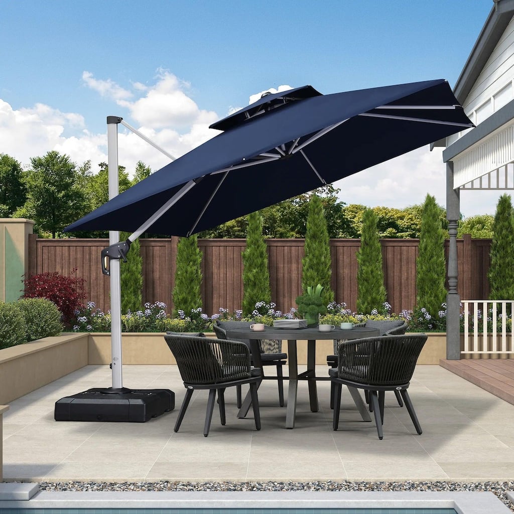 PURPLE LEAF 10ft Square 360 Degree Rotation Patio Offset Umbrella