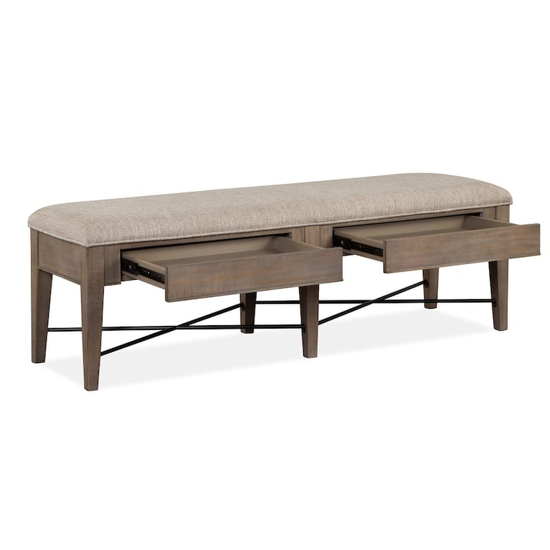 Magnussen Home Paxton Place Dovetail Grey Upholstered Bench - 58''W x 17''D x 19''H