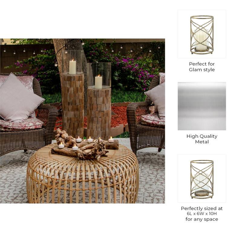 Metal Hurricane Candle Holder - Contemporary Rustic Pillar Candle Holder - Decorative Home Decor