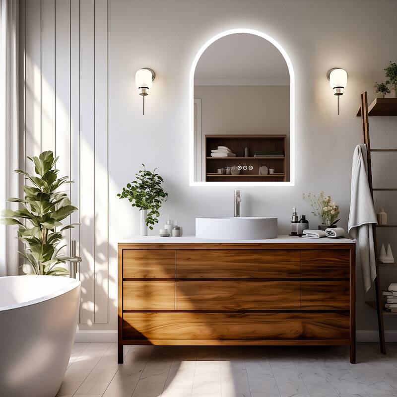 Bathroom Mirror with Lights Vanity Defogging Digital Display Control - 24"x36"
