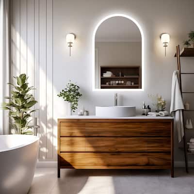 Bathroom Mirror with Lights Vanity Defogging Digital Display Control - 24"x36"