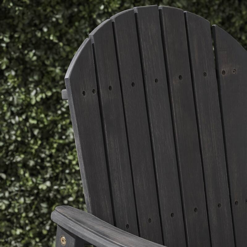 Outdoor Weather Resistant Acacia Wood Adirondack Dining Chairs (Set of 2), Dark Gray Finish