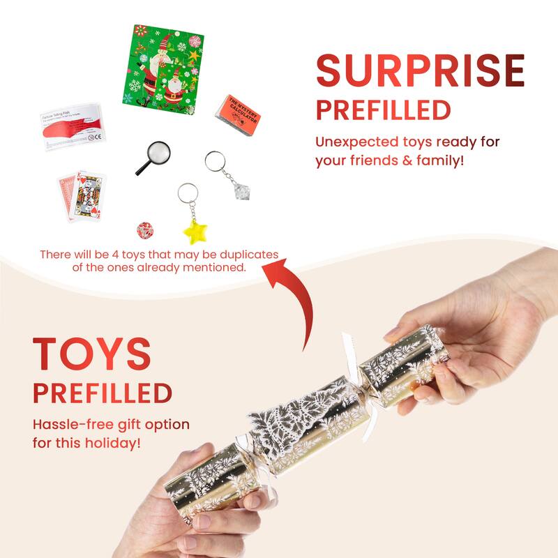 Glitzhome 12 Pack Christmas Tree Party Cracker with Gift Contents