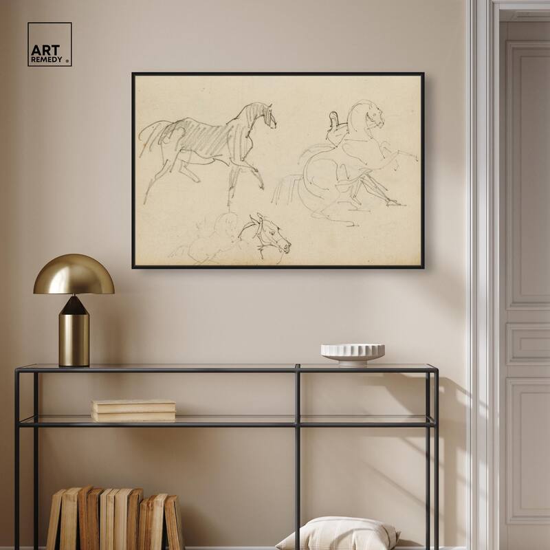 Gericault - Three horse studies Canvas by Art Remedy