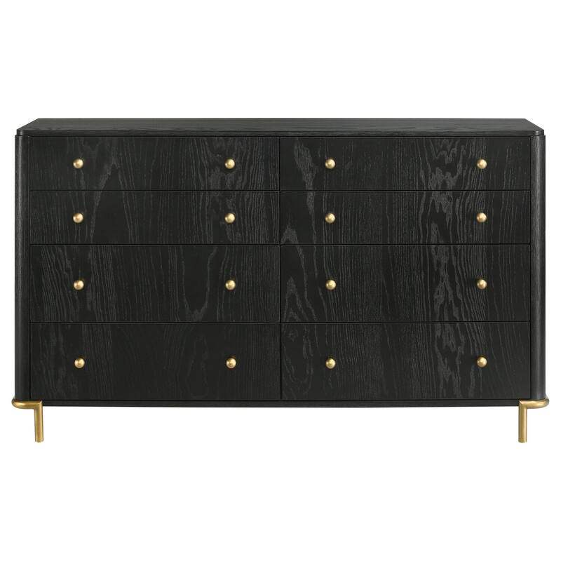8-Drawer Black Dresser with Wide Storage Capacity, Smooth Glide Drawers, and Sleek Modern Bedroom Design