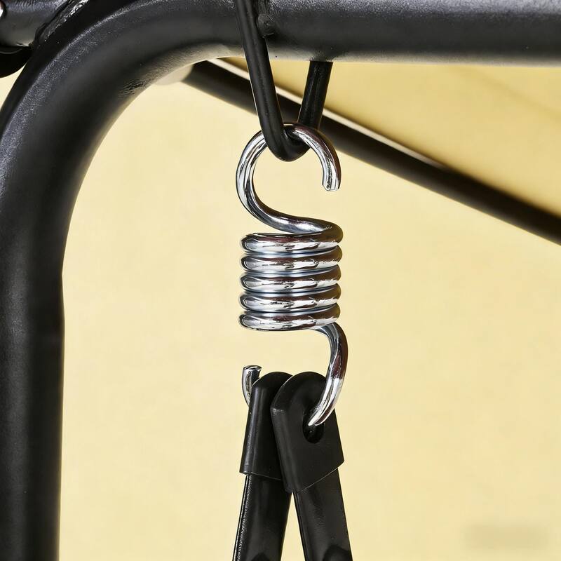 GDFStudio Outdoor Kael Steel Swing Bench with Adjustable Canopy and Cushions for Three