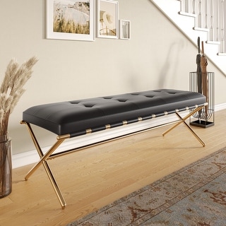 Cassatt Contemporary Black Fabric Bench