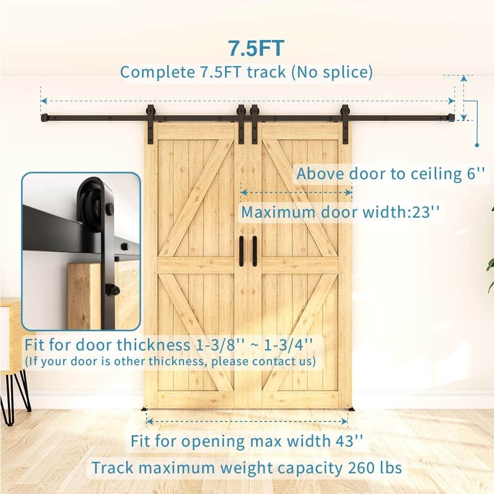 WINSOON 414 FT Sliding Barn Door Hardware Track Kit for Double Doors J