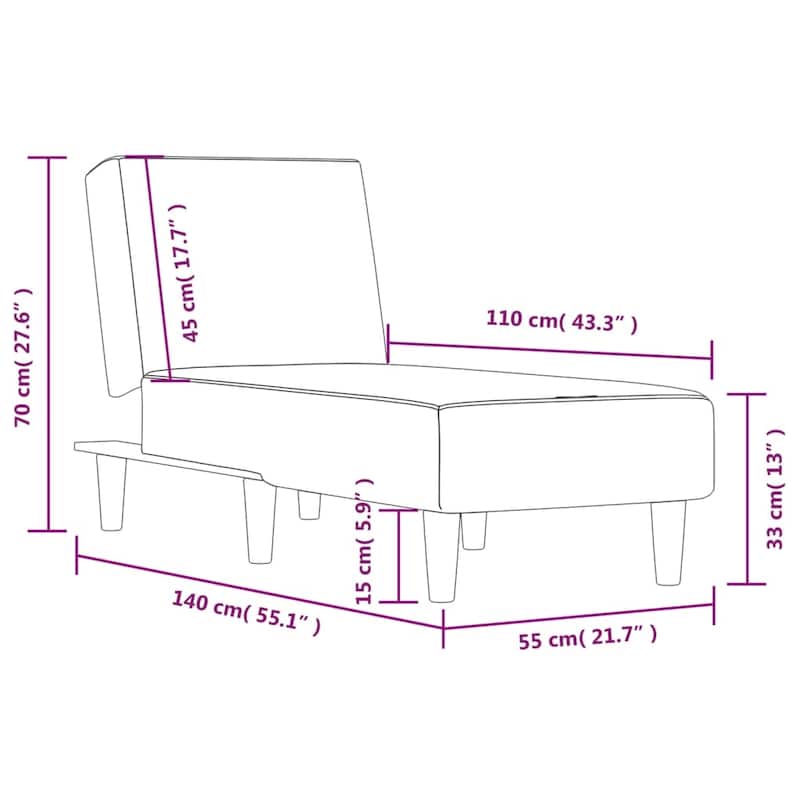vidaXL Chaise Longue Fabric - 21.7" x 55.1" x 27.6"