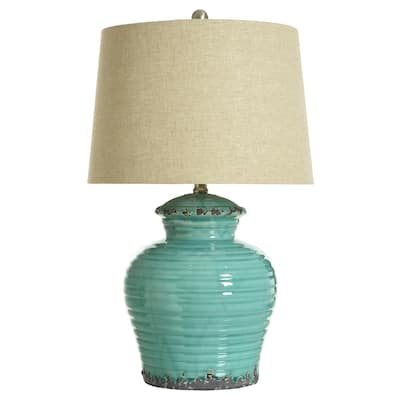 The Curated Nomad Tram Turquoise Ceramic Jug Table Lamp