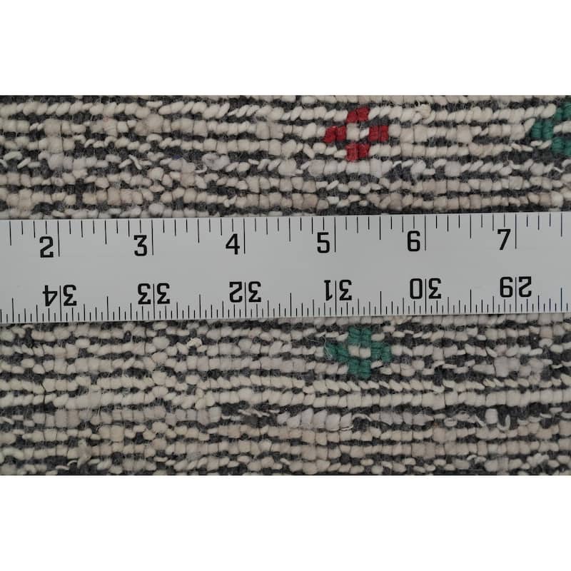 Hand Knotted Oriental Viscose Silk Carpet Tribal Animal Pictorial Greys & Charcoal Gabbeh Area Rug - 11' 10'' X 8' 11''