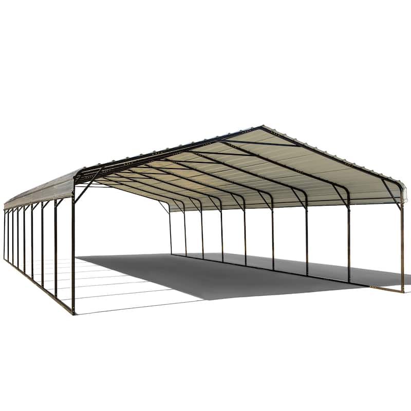 Heavy-Duty Metal Carport with Upgraded Galvanized Steel Roof – Ideal Shelter for Cars, Boats, and Tractors