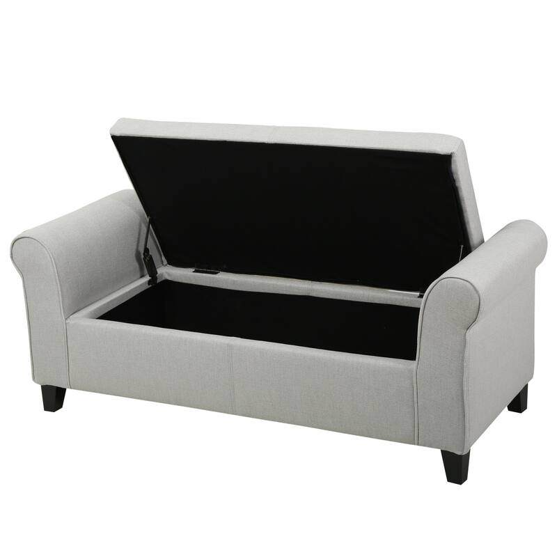 Rolled Arm Upholstered Storage Ottoman Bench