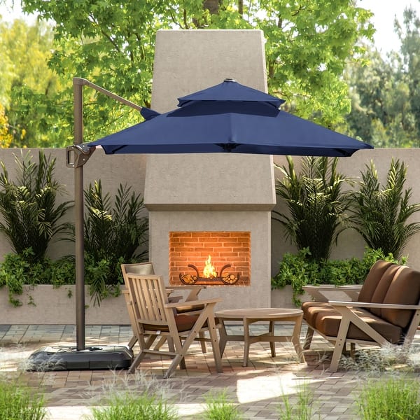 american furniture cantilever patio umbrella Furniture of America Aires 10-foot Steel Square Cantilever Offset Tilt Roma Umbrella