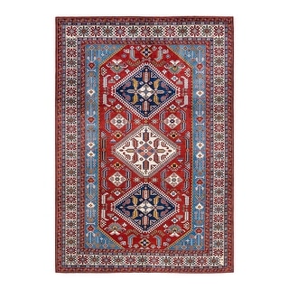 Overton Hand Knotted Wool Vintage Inspired Traditional Super Kazak Red ...