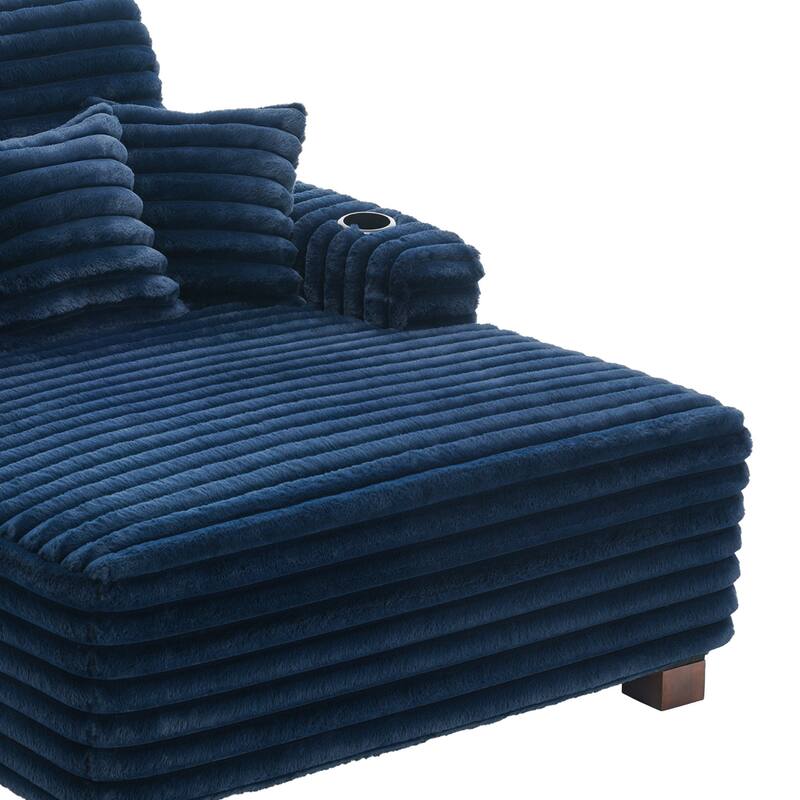 53" Upholstered Chaise Lounge Indoor Sofa with Pillows