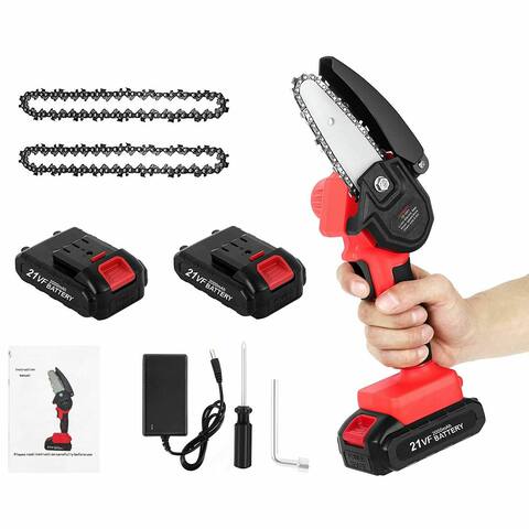 21V Handheld Cordless Electric Mini Chainsaw with 2 Battery