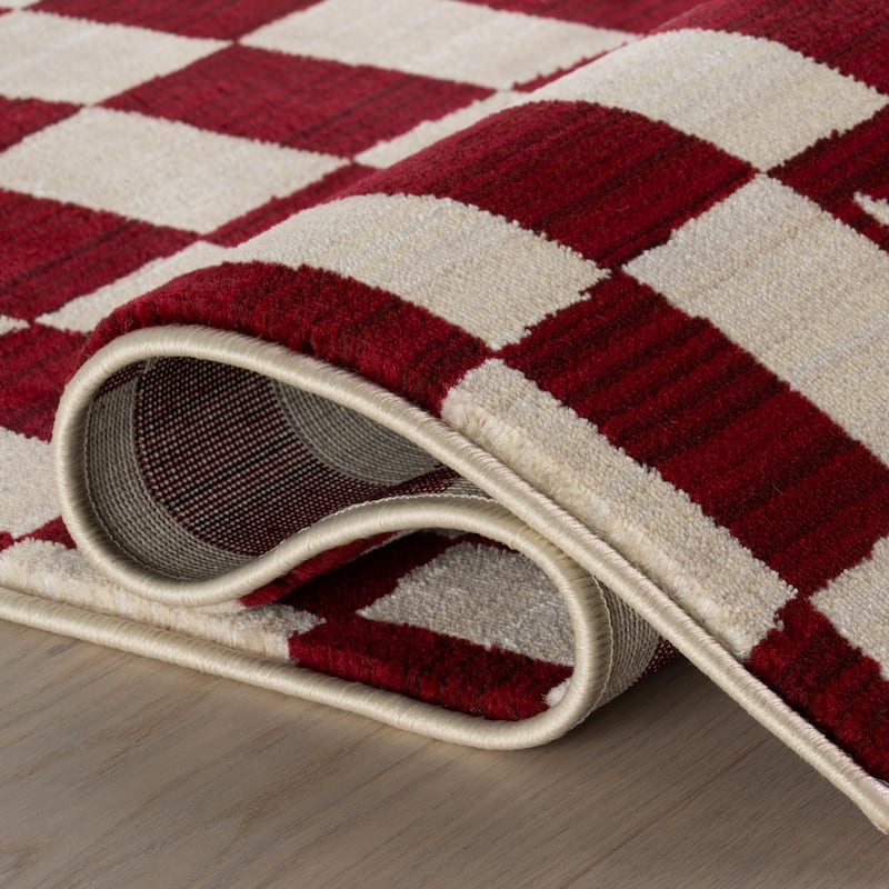 Nuloom Dominique Abstract Checkered Fringe Area Rug