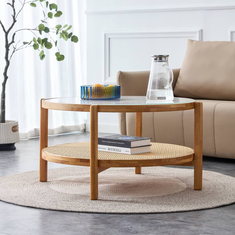 Modern minimalist circular double-layer coffee table