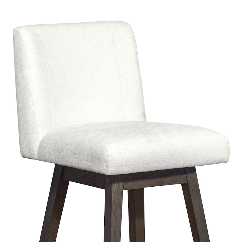 HomeRoots 30" Pearl and Gray Upholstered and Solid Wood Bar Height Swivel Bar Chair