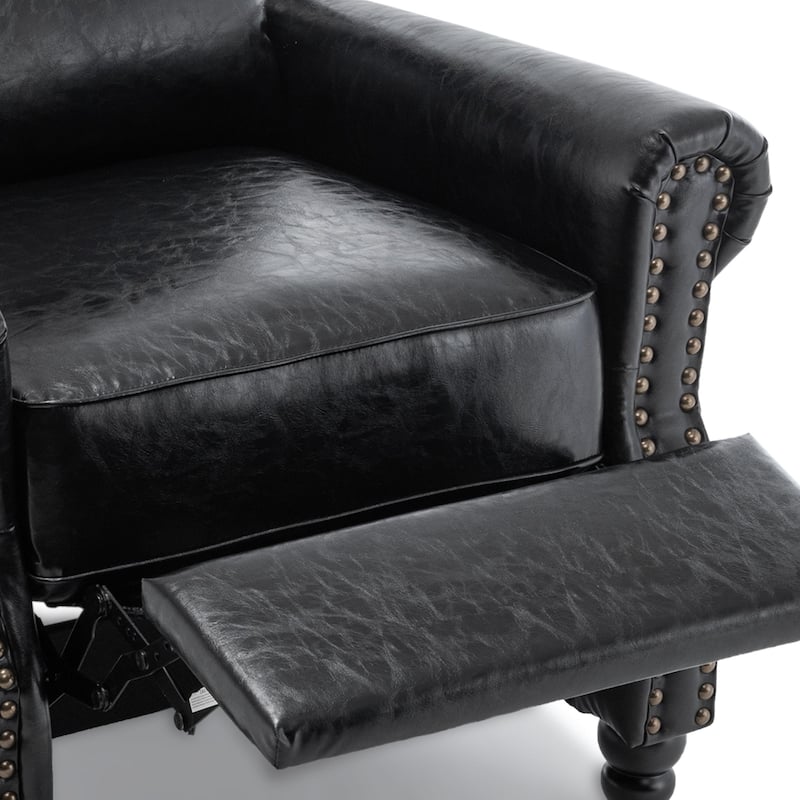 Mid-Century Nailhead PU Leather Linen Recliner