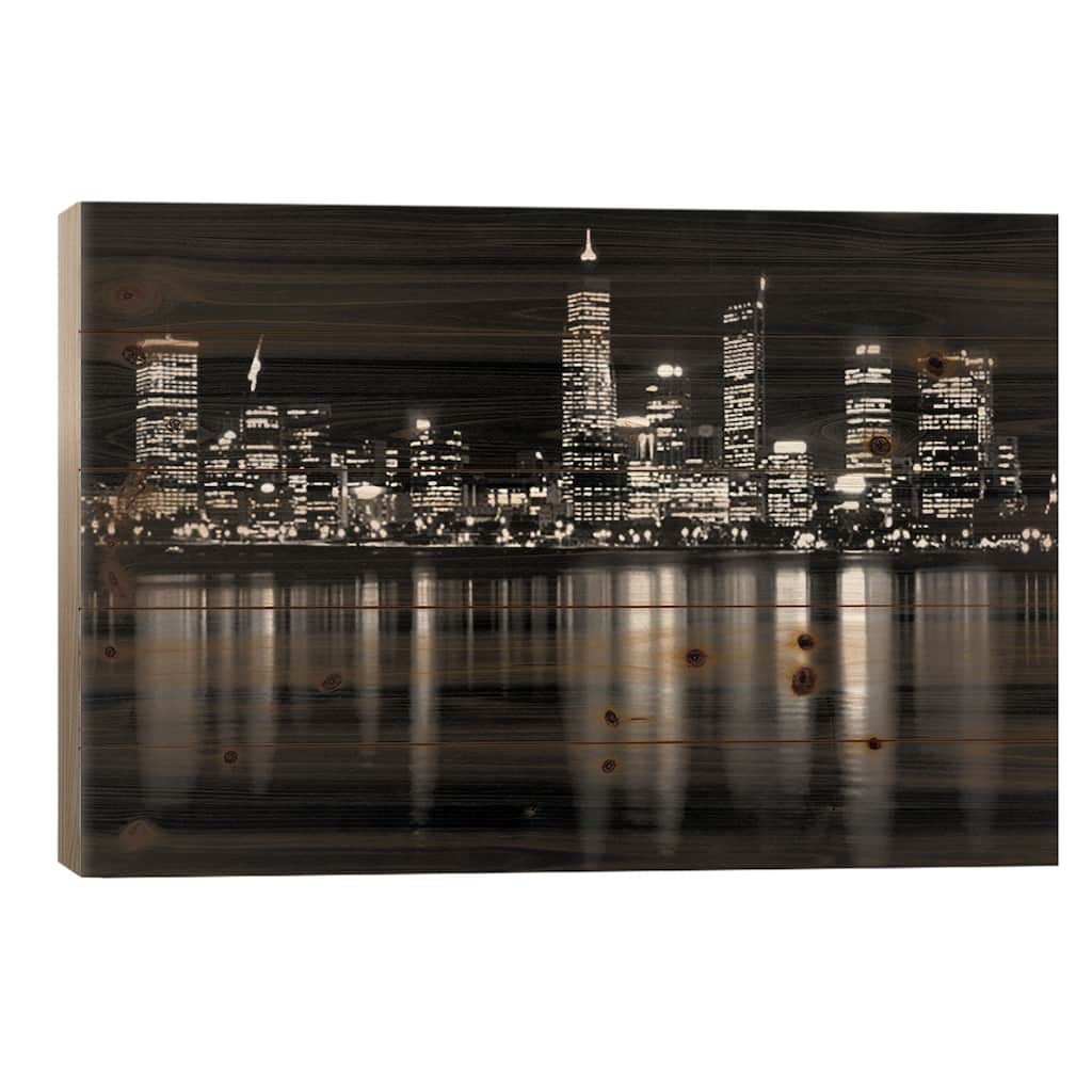 Downtown City Print On Wood by Unknown Artist - Multi-Color