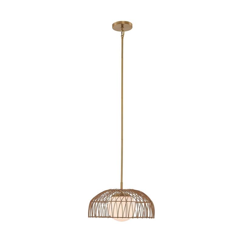 1-Light Convertible Pendant or Semi-Flush in Natural Brass